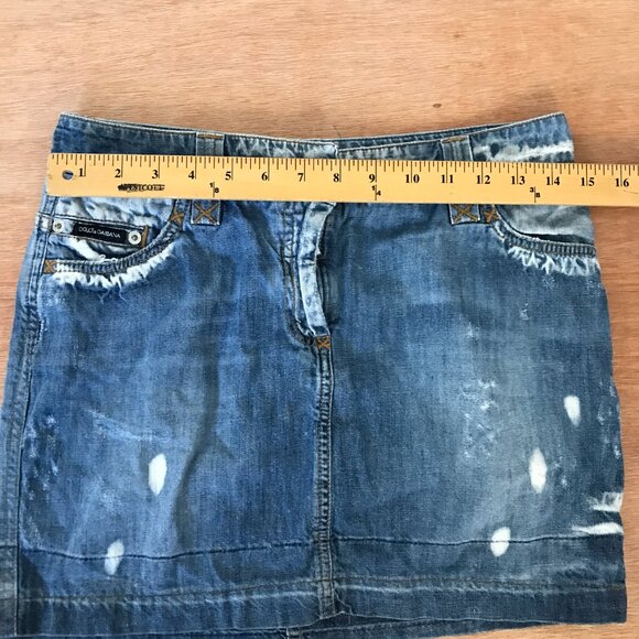 Dolce & Gabbana Denim Mini Skirt Women size 40 Blue Distressed Buckle Accent - Picture 7 of 11